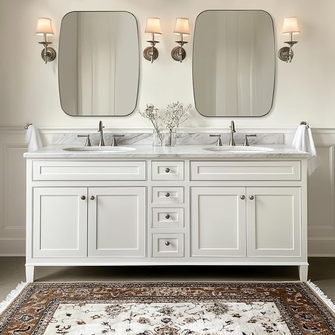 ANDY STAR Brushed Nickel Oblong Mirror, 36x48 Inch Brushed Nickel Oval Mirror - Image 5