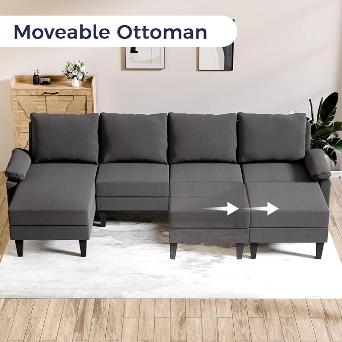 U Shaped Sectional Couch, Convertible Modular Sectional Sofa - Image 3