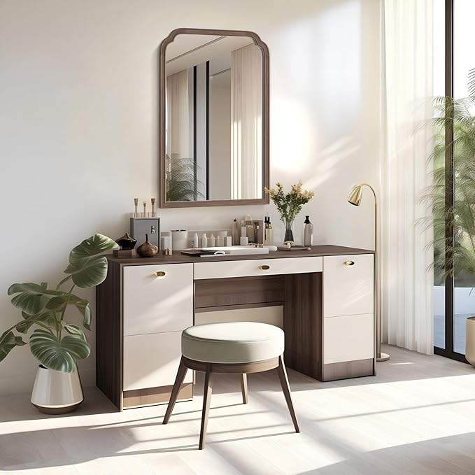 WallBeyond Wooden Framed Wall Mirror, Natural Wood Bathroom Vanity Mirror - Image 7
