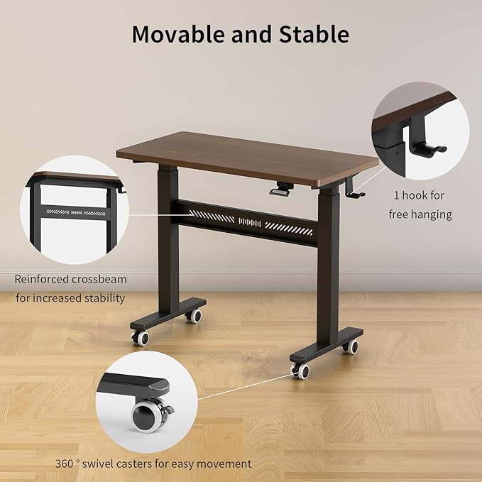 Mobile Walking Pad Desk with Wheels, Pneumatic Small Rolling Standing Desk - Image 6