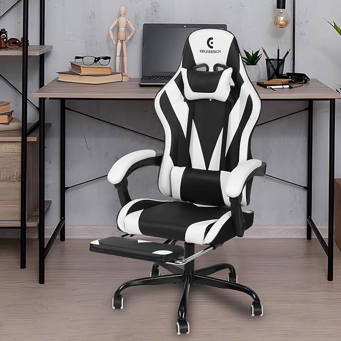 Gaming Chair with Linkage Armrest & Footrest, High Back Video Gaming Chair - Image 2