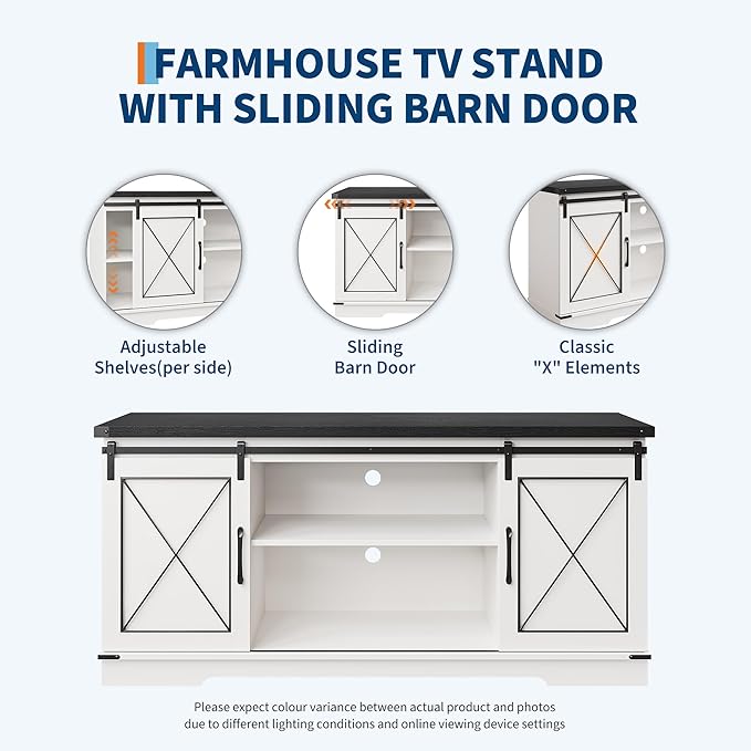 GarveeHome Farmhouse TV Stand for TV up to 65 Inches and Entertainment Center - Image 9