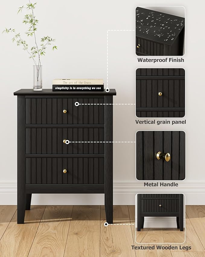 Fluted Nightstand, Farmhouse Night Stand - Image 4