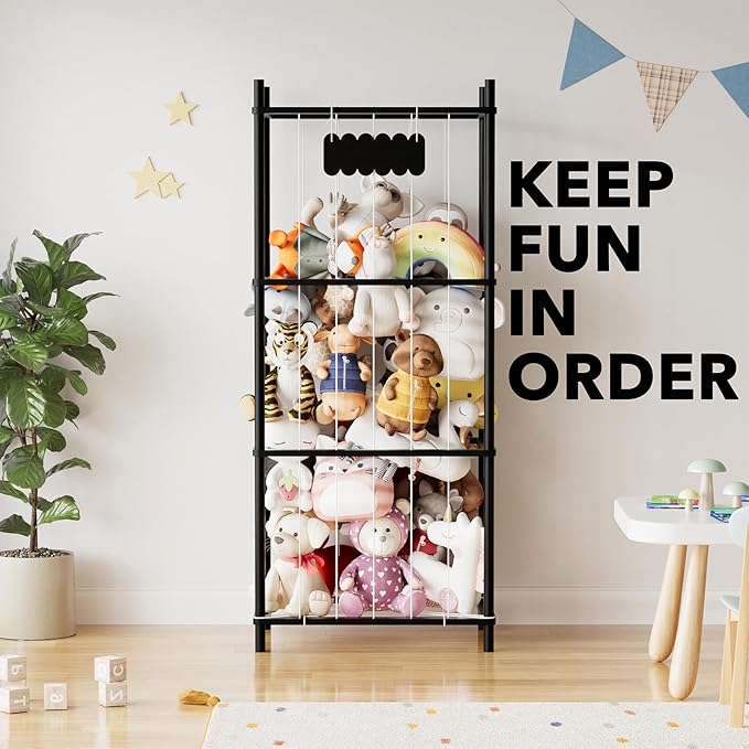 SpaceAid Stuffed Animal Storage Organizer, Wood Animals Zoo Toy Plushies - Image 6