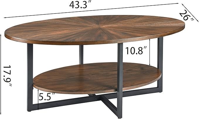 Solid Wood Oval Coffee Table - Image 2