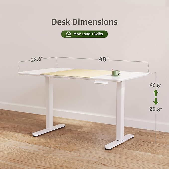 INNOVAR Glass Standing Desk, 48 x 24 Inches Height-Adjustable Desk, Tempered - Image 3