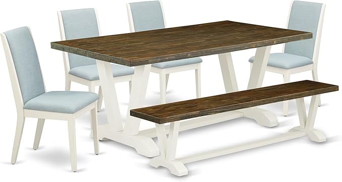 East West Furniture V077LA015-6 6 Piece Dining Table Set Contains a Rectangle by EastWestFurniture