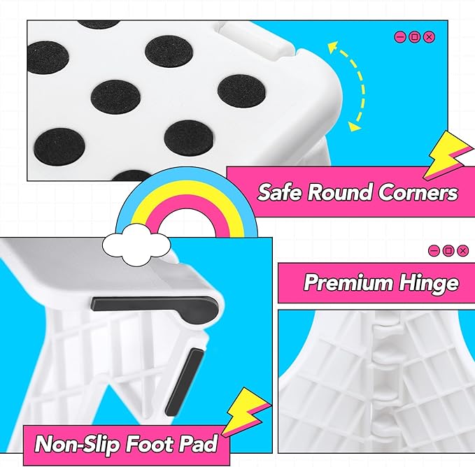 Delxo Folding Step Stool, 11 Inch Non-Slip Foldable Step Stools, Portable - Image 3
