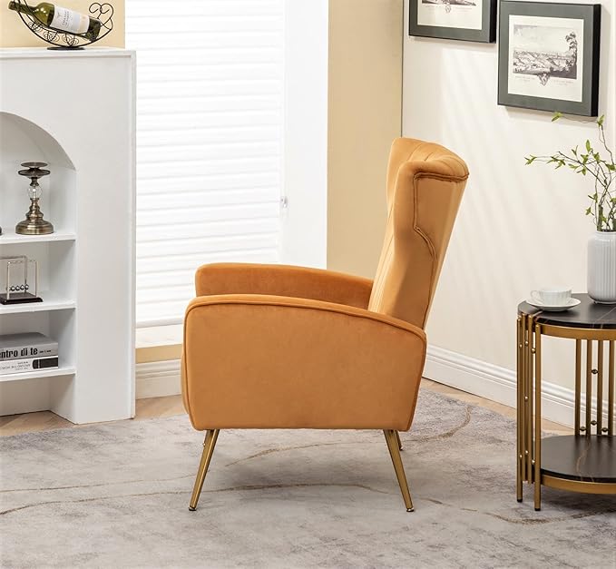 Container Furniture Direct Modern Velvet Accent Chair, Channel Tufted Bedroom - Image 3
