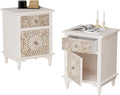 COSIEST Bedside Table Set of 2, Wood Nightstand, Farmhouse End Table by COSIEST
