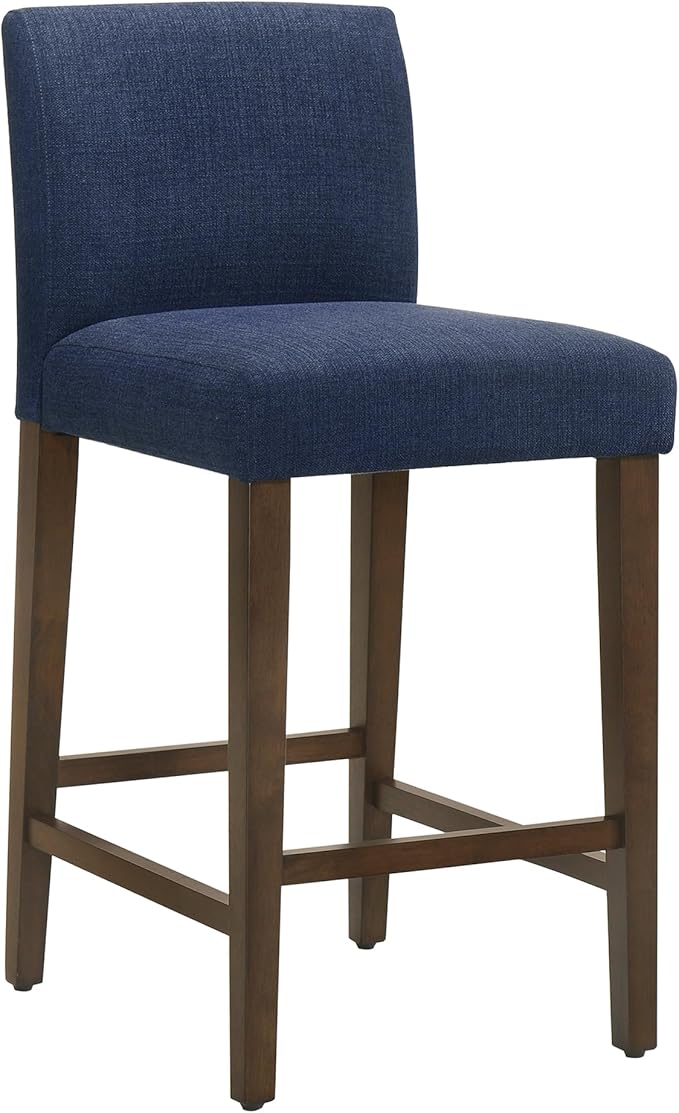 CHITA Counter Height Bar Stools Set of 3, Fabric in Midnight Blue - Image 3