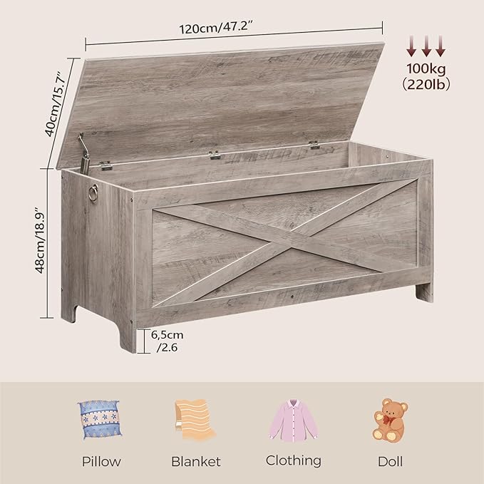 47.2" Toy Chest, Sturdy Entryway Storage Chest - Image 3
