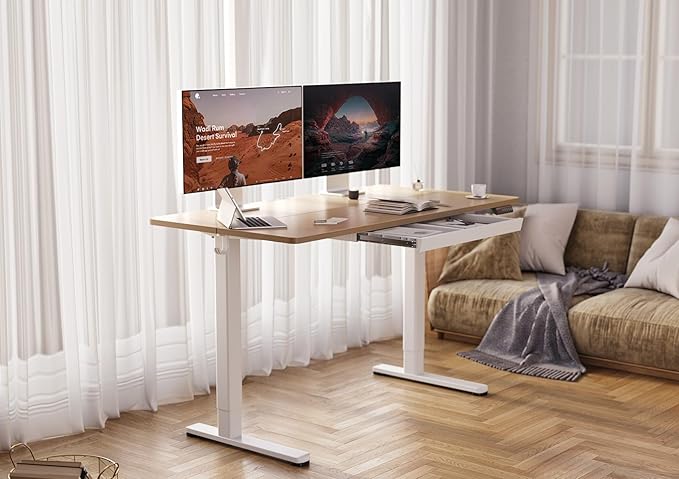 YDN Standing Desk with Drawers, Height Adjustable Desk 55 x 24 Inch, Electric - Image 2