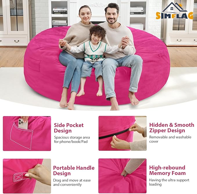7FT Bean Bag Chair, Large Bean Bag Chairs - Image 4