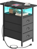 End Table with Charging Station, LED Side Tables with USB Ports and Outlets by Unknown