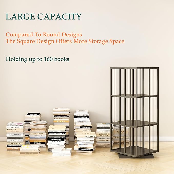 Square Rotating Bookshelf Tower - Image 3