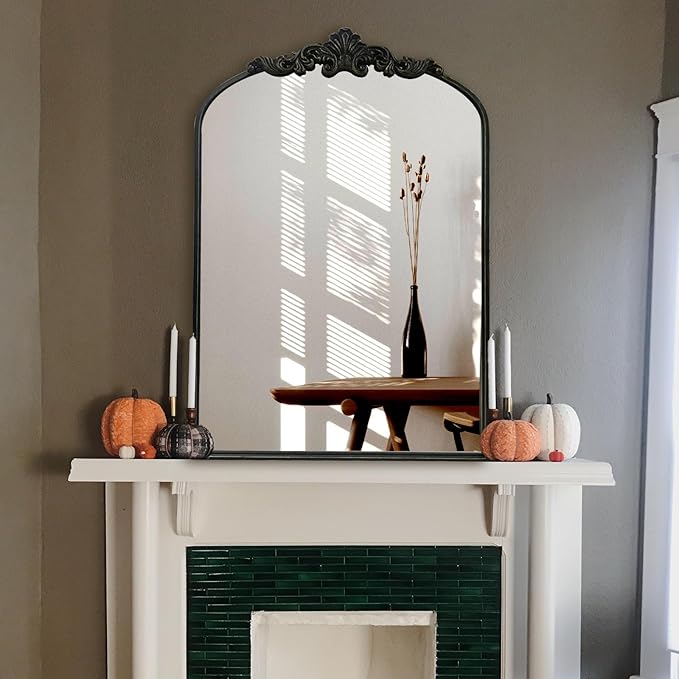 WAMIRRO Arched Mirror, Antique Brass Mirrors - Image 4
