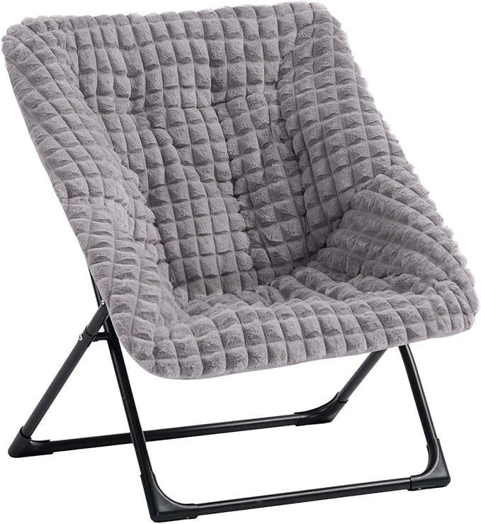 HollyHOME X-Large Saucer Chair, Comfy Oversized Folding Chair, Faux-Fur Reading by HollyHOME