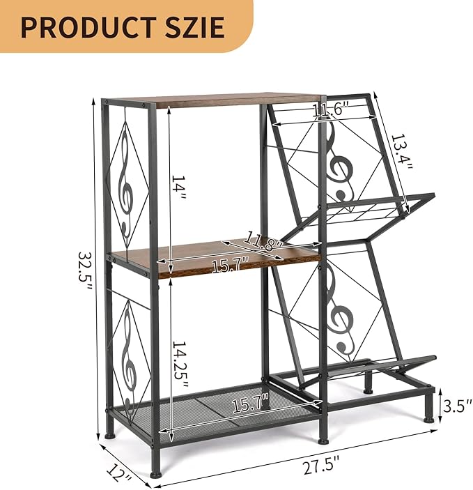 Record Player Stand with Vinyl Record Storage, Turntable Stand with 2-Tier - Image 5