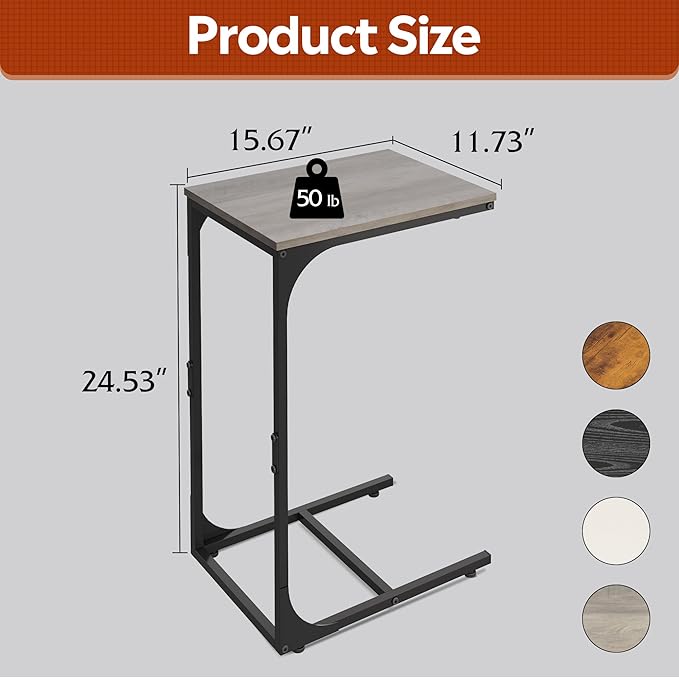 WLIVE C Shaped End Table, Small Couch Side Tables - Image 3