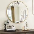Gold Round Bathroom Mirror, 20 inch Circle Wall Mounted Hanging Mirror by VooBang