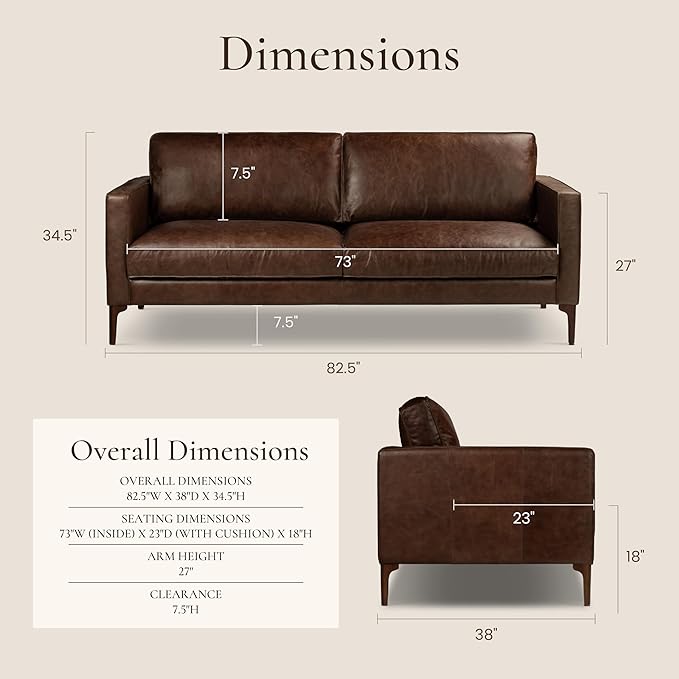 POLY & BARK Mateo Leather Sofa in Chocolate Brown - Image 2