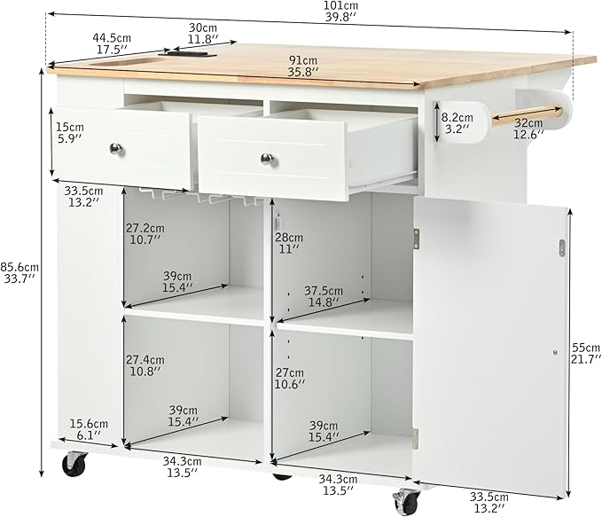 Merax Rubber Wood Kitchen Island - Image 7