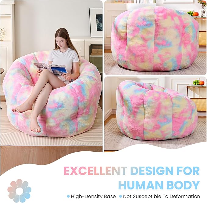 Giant Bean Bag Chair, Faux Fur Adult Chair - Image 3