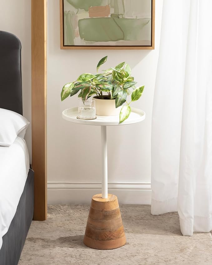 Kate and Laurel Tira Scandinavian Round Side Table, 14 x 24, Modern Circle End - Image 4