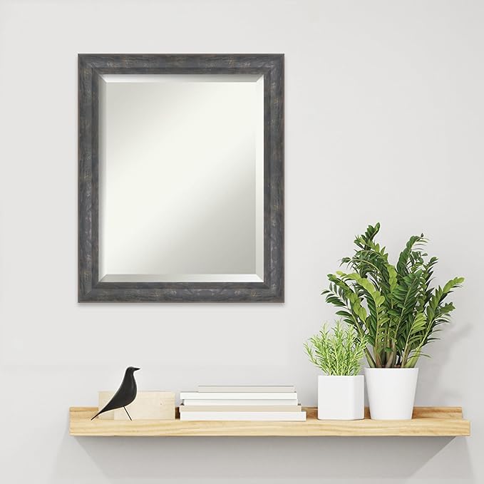 Amanti Art Grey Wall Mirror 23x19 Angled Metallic Rainbow Rectangle Bathroom - Image 5