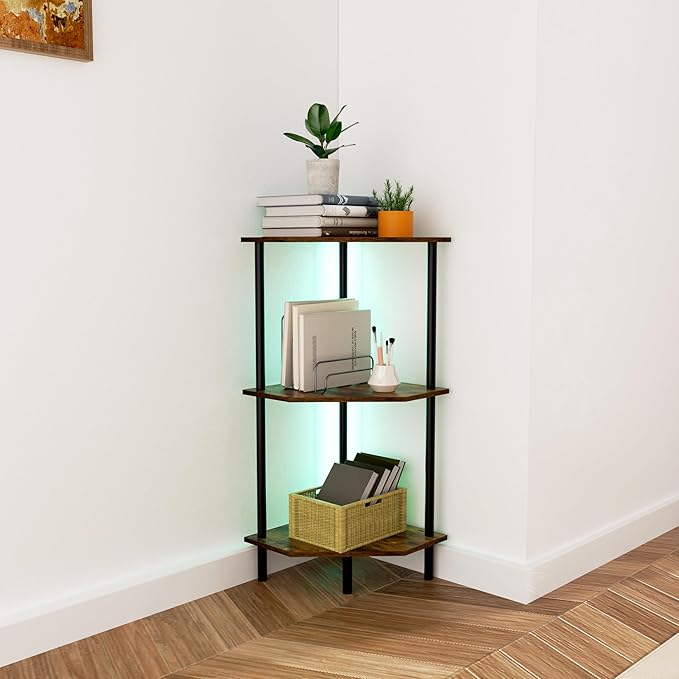 Corner Shelf Stand, Storage Standing Shelf Unit by QLHousesuoH