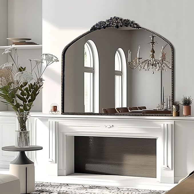 Black Brushed Gold Antique Mirror, Traditional Vintage Mirror - Image 6