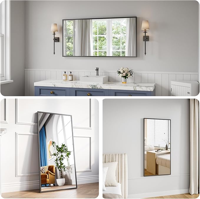 Koonmi Bathroom Mirror 24x48 Black Bathroom Wall-Mounted Mirrors, Modern Vanity - Image 3