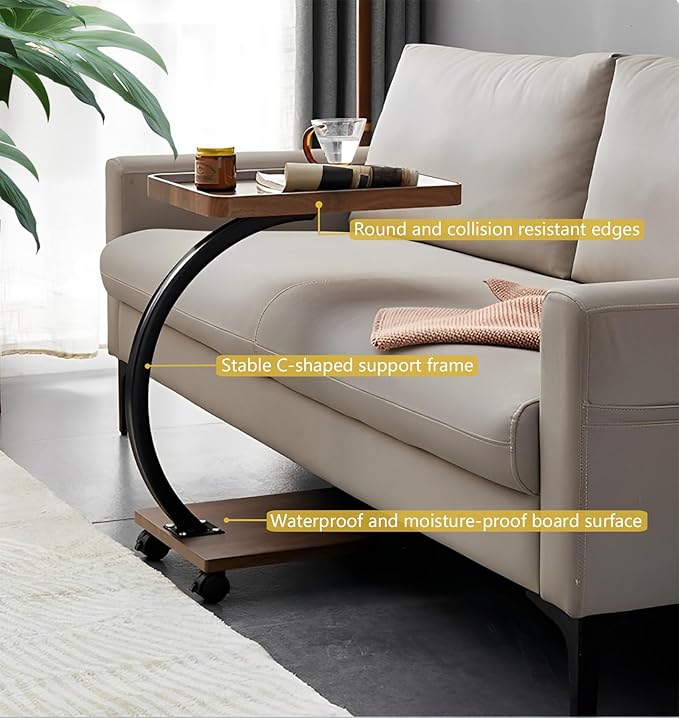 C Table End Table, 360°Swivel TV Tray Table - Image 3