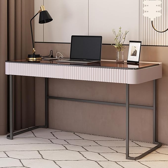 Lartis Home Office Desk Computer Desk Pale Pink Writing Desk - Image 8