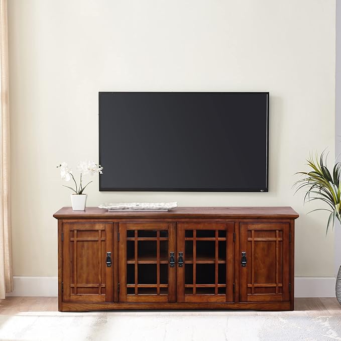 Leick Home 82360 Solid Wood Mission Oak Four Door TV Stand - Image 12