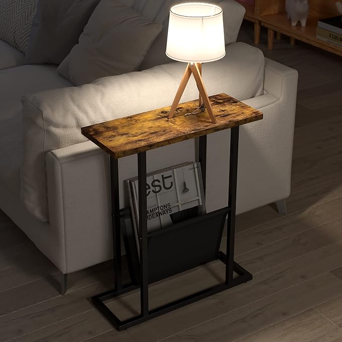 Yusong Small Narrow Side Table for Small Spaces, 17.7" W Slim End Table - Image 10