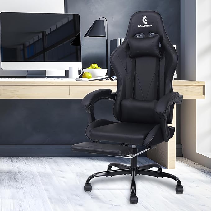 Gaming Chair with Linkage Armrest & Footrest, High Back Video Gaming Chair - Image 2