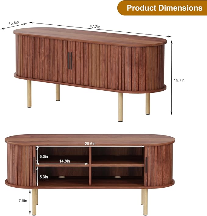 GarveeHome 47.2" TV Stand, Modern TV Console Table - Image 2