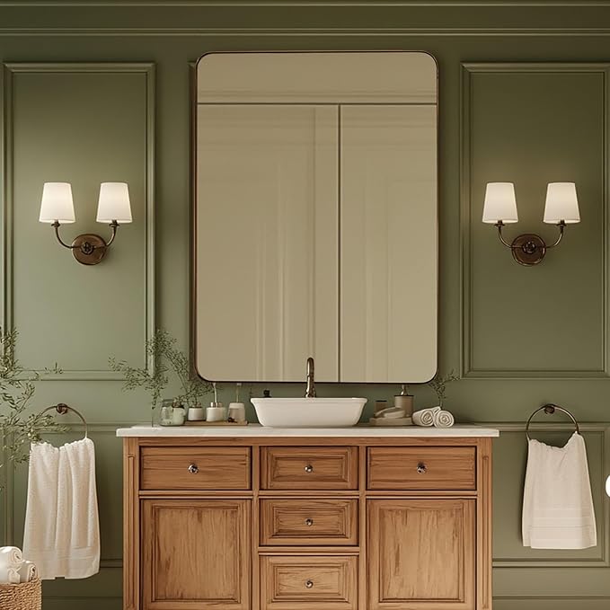 24x36 Inch Brushed Bronze Bathroom Mirror by Mirrorartmirror