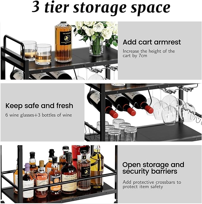 Home Bar Serving Cart, Serving Cart - Image 5