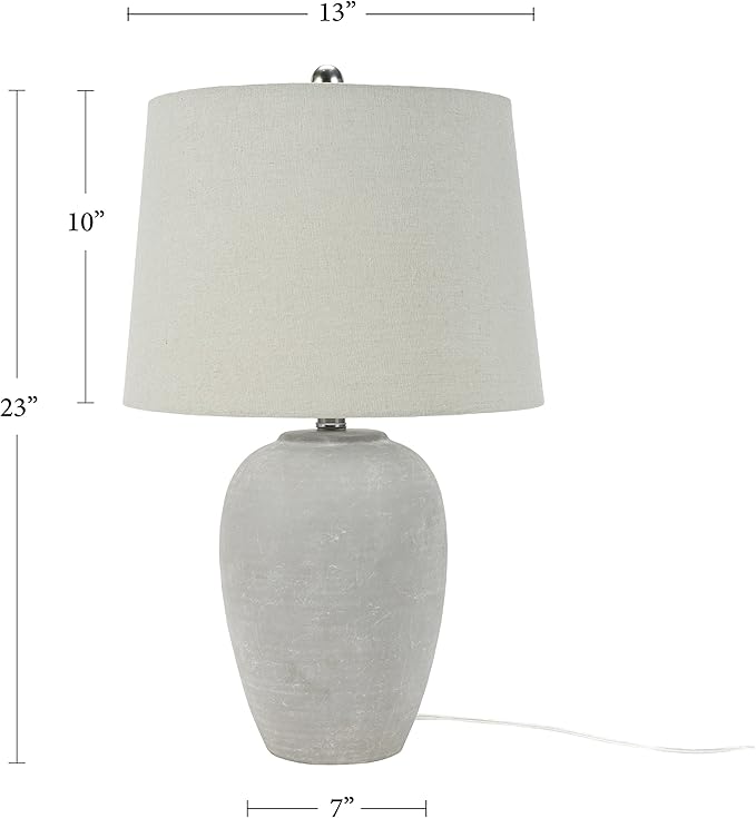 Nourison Home 23" Vintage Grey Ceramic Pot Table Lamp - Image 2