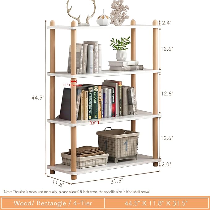 IOTXY 4-Tier Wooden Shelf Bookcase - Image 2