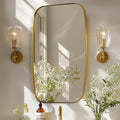 ANDY STAR Brass Bathroom Mirror, 24x32’’ Brushed Gold Metal Frame Oblong Mirror by ANDYSTAR