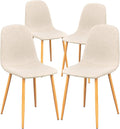 FurnitureR Dining Chairs Set of 4, Upholstered Fabric Armless Dining Room by FurnitureR