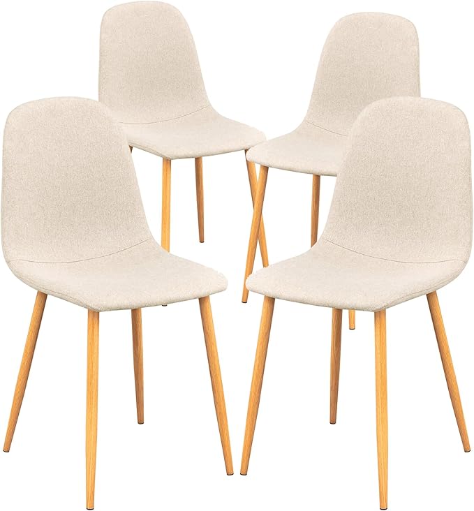 FurnitureR Dining Chairs Set of 4, Upholstered Fabric Armless Dining Room by FurnitureR