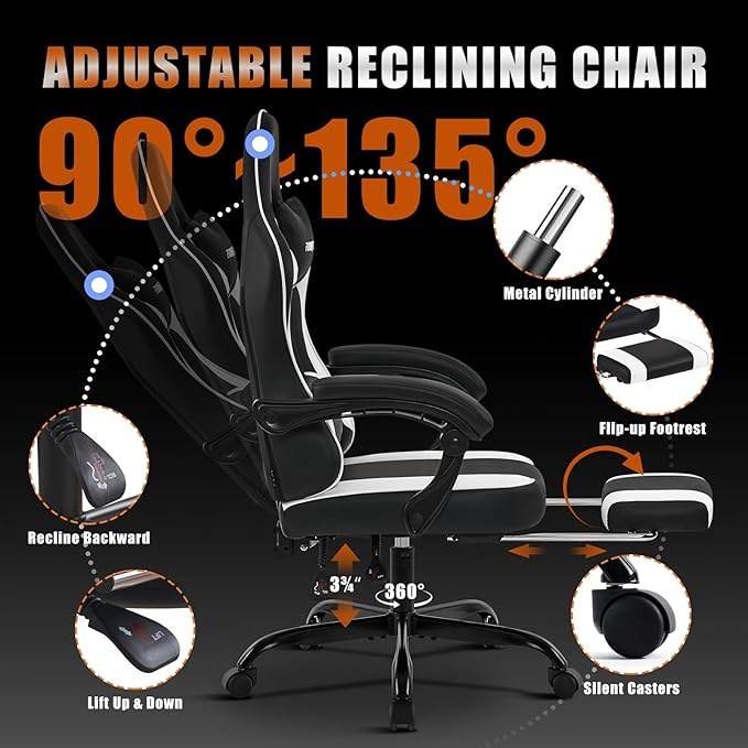 Gaming Chair for Adults and Teens, Ergonomic Leather Video Game Chairs - Image 6
