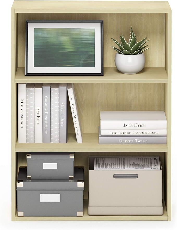 Furinno Pasir 3-Tier Open Shelf Bookcase, Steam Beech - Image 6