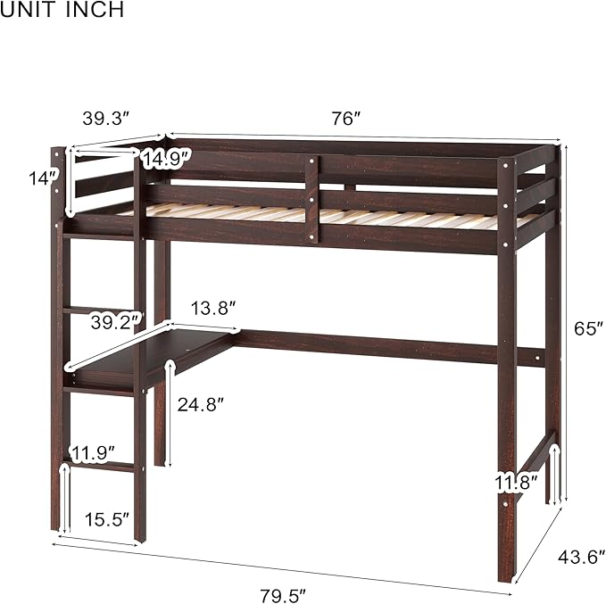 HomSof Modern Twin Loft Bed - Image 2