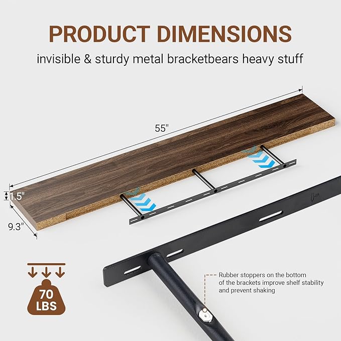 Heimlove 55 Inch Long Floating Shelves - Image 3